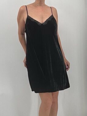 Vintage Y2K NEW Whimsigoth Fairycore Coquette Velvet Velour Lace Chemise Dress